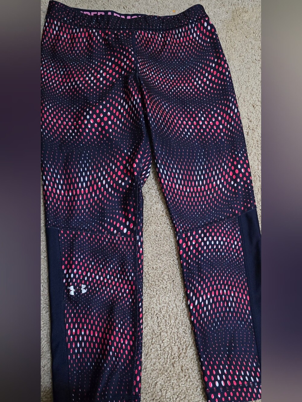 Under Armour Navy and Pink Dot Performance Leggings - Capri Length
